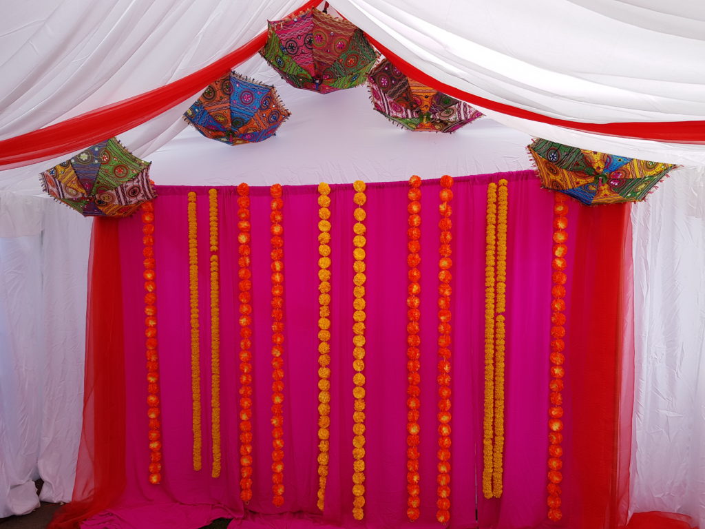 Pink with Green & Yellow garlands